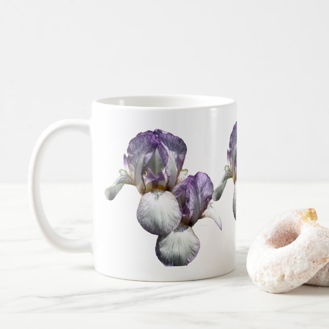 Caneca De Café Flores De Íris Com Mancas Roxas (Com Donut)