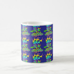 Caneca De Café Flores de Jardim Azul Profundo