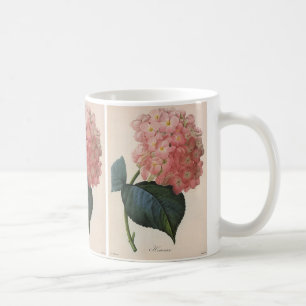 Caneca De Café Flores De Jardim Vintage, Hidrangea Hortensia Rosa