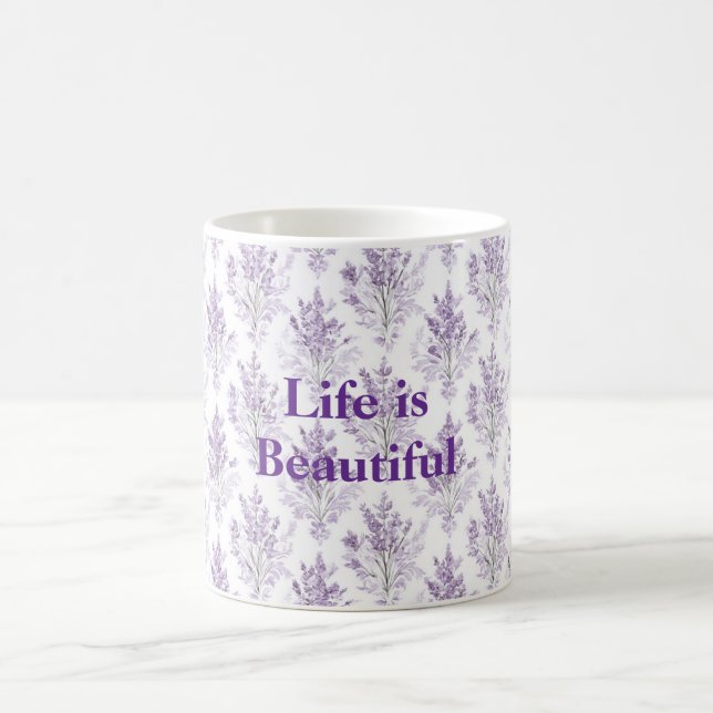 Caneca De Café Flores de Lavanda A Vida é Bela (Centro)
