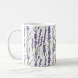 Caneca De Café Flores de Lavanda em Aquarela