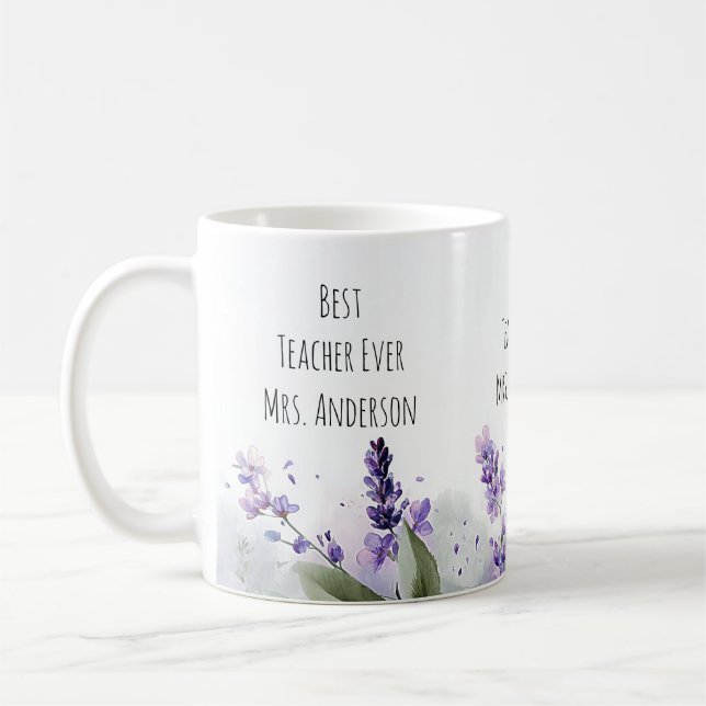 Caneca De Café Flores de Lavanda Personalizadas Agradecimento ao  (Esquerda)