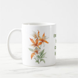 Caneca De Café Flores de Lily Laranja