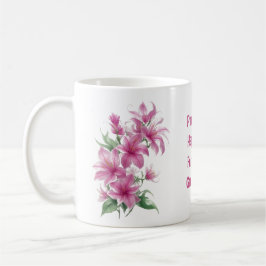 Caneca De Café Flores de Lily Orientais Rosa