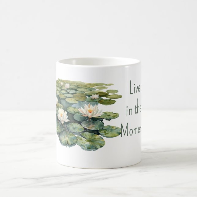 Caneca De Café Flores de Lótus de Almofada Verde (Centro)