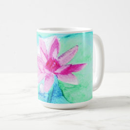 Caneca De Café Flores de Lotus Rosa Pastel Aquarela