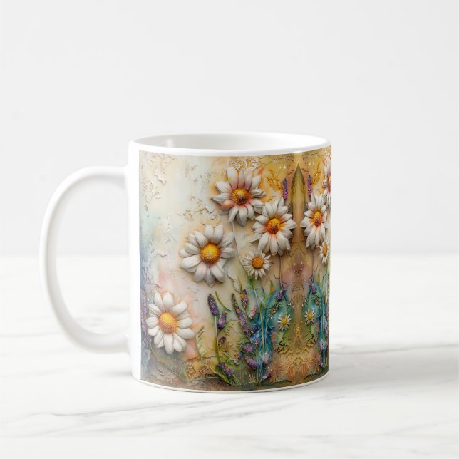 Caneca De Café Flores de Margarida Bonito Flores Selvagens Nature (Esquerda)