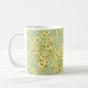 Caneca De Café Flores de Margarida: Escuro-Escuro-Marisco.