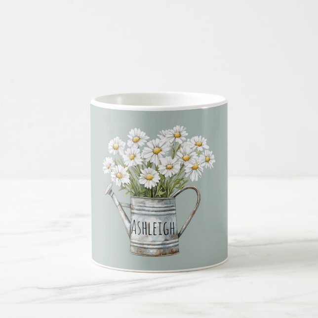 Caneca De Café Flores de Margarida Verdes (Centro)