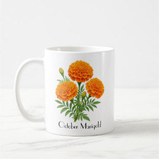 Caneca De Café Flores de Marigold de Outubro