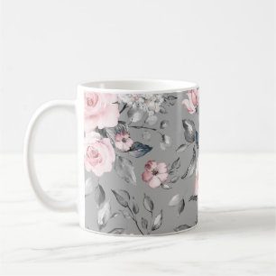 Caneca De Café Flores de Mola Deixam a Mão Desenhada