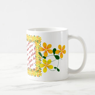 Caneca De Café Flores de Moldura Laranja e Amarela