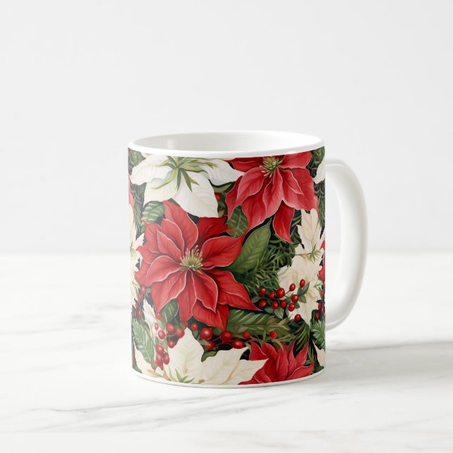 Caneca De Café Flores de Natal (Frente Esquerda)