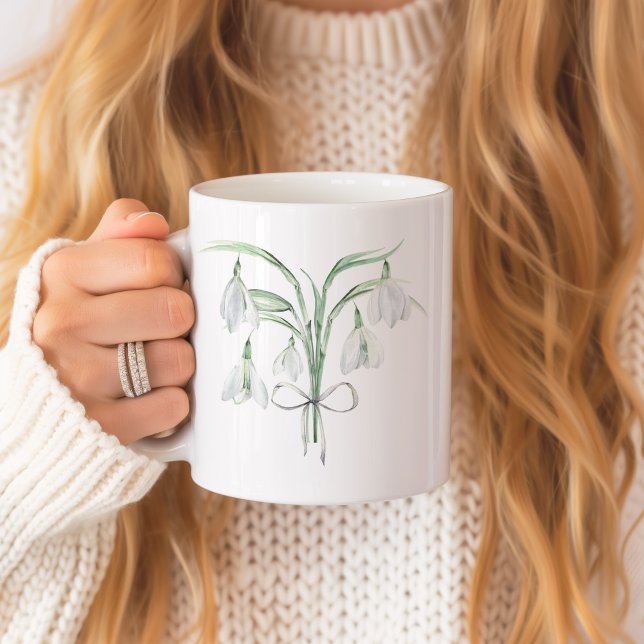 Caneca De Café Flores de Neve Flor de Nascimento de Janeiro Cerâm (Snow drops January birth flower personalized mug)