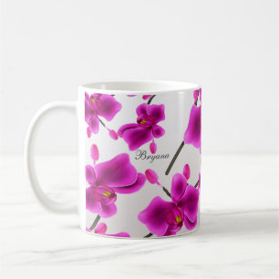 Caneca De Café Flores de Orquídea Floral Elegante