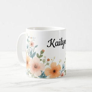 Caneca De Café Flores de ouro e de marfim