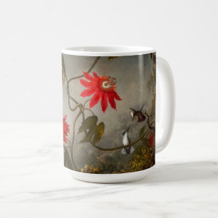 Caneca De Café Flores de Paixão com Pássaros Hummingbird