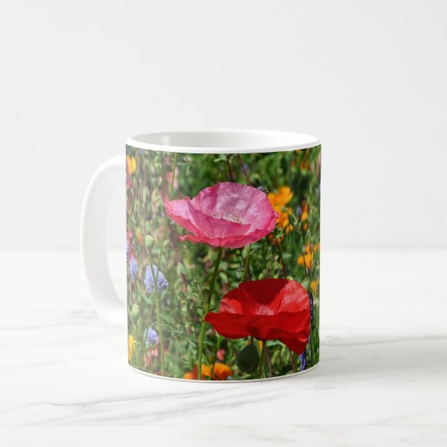 Caneca De Café Flores de papoila coloridas (Frente Esquerda)