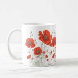 Caneca De Café Flores De Papoila Laranja