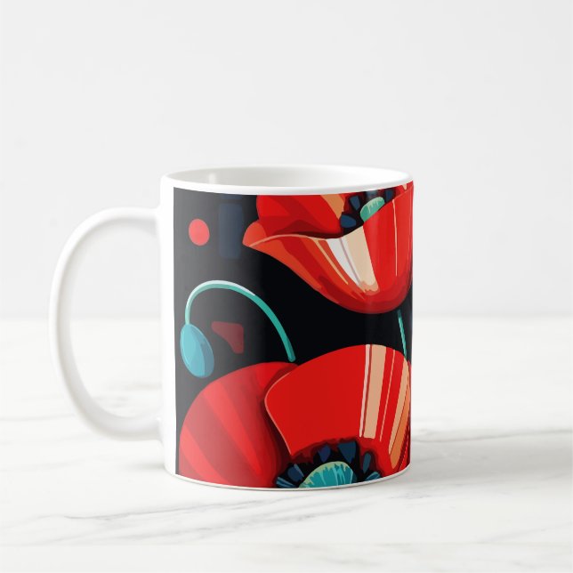 Caneca De Café Flores de Papoula Papaver (Esquerda)