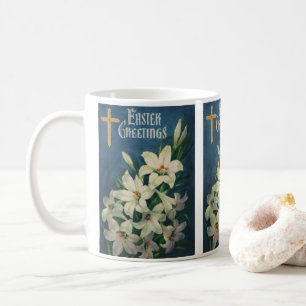 Caneca De Café Flores de páscoas, Páscoas Religiosas Vintage