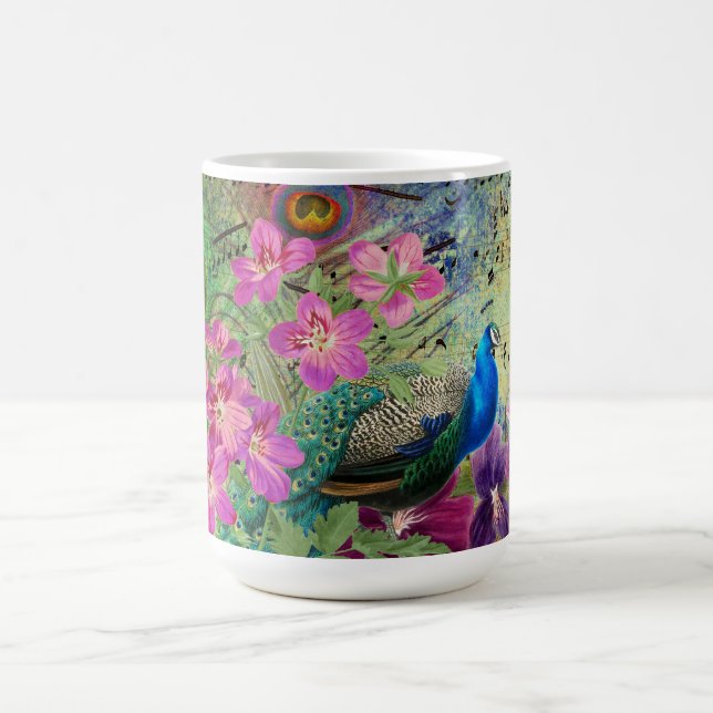 Caneca De Café Flores de Pavão e Música (Centro)