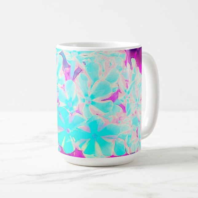 Caneca De Café Flores de Phlox Azuis-Peppermint Twist de Robin (Frente Esquerda)