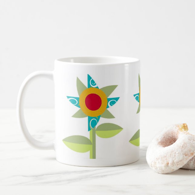 Caneca De Café Flores De Pino De Café (Com Donut)