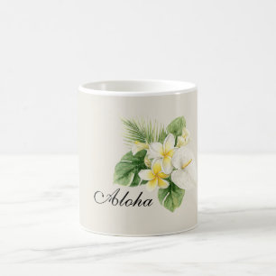 Caneca De Café Flores de Plumeria Tropicais Aloha