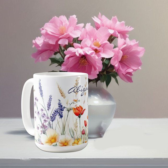 Caneca De Café Flores de Prado e Lavanda (Criador carregado)