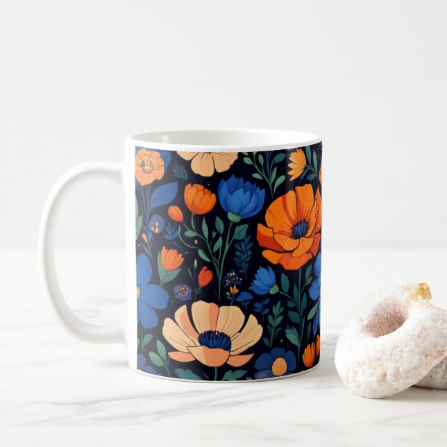 Caneca De Café flores de primavera (Com Donut)