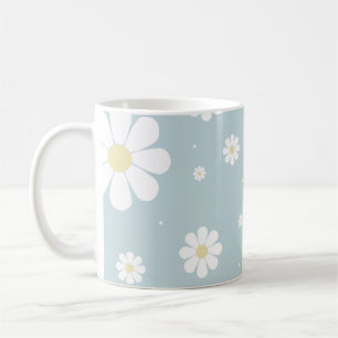 Caneca De Café Flores de primavera Azul Daisy Floral