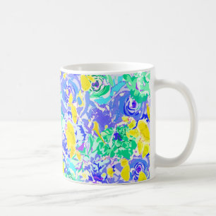 Caneca De Café Flores de primavera coloridas abstratas fofas