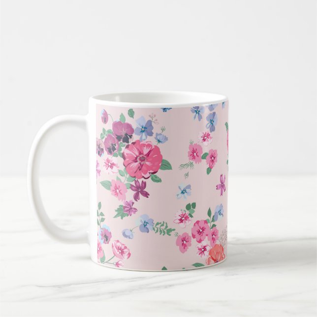 Caneca De Café Flores de primavera design. Padrão floral sem cost (Esquerda)