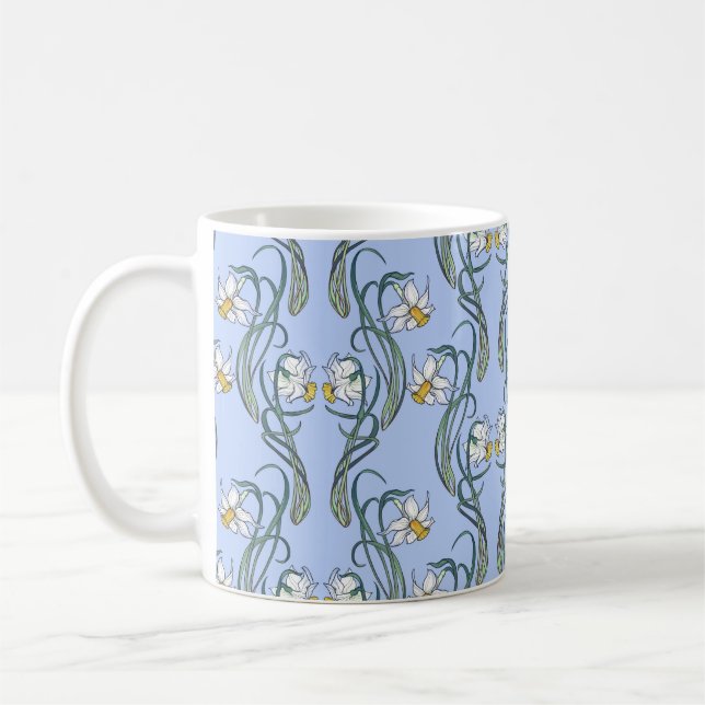 Caneca De Café Flores de primavera. Flores daffodil entrelaçadas  (Esquerda)
