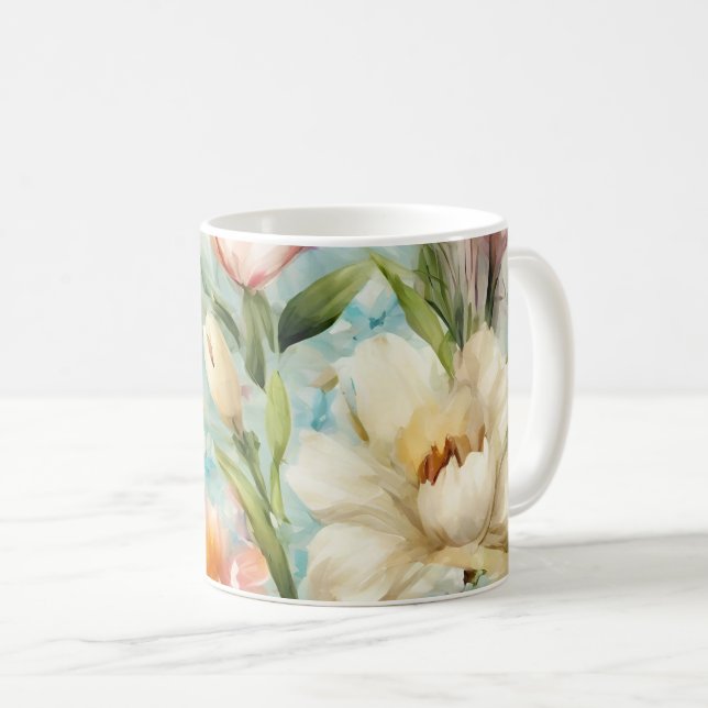 Caneca De Café Flores de primavera no Estilo do Impressionismo (Frente Esquerda)
