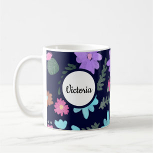 Caneca De Café Flores de Primavera Nome da Mamãe