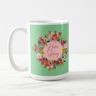 Caneca De Café Flores de primavera Olá linha de Primavera persona