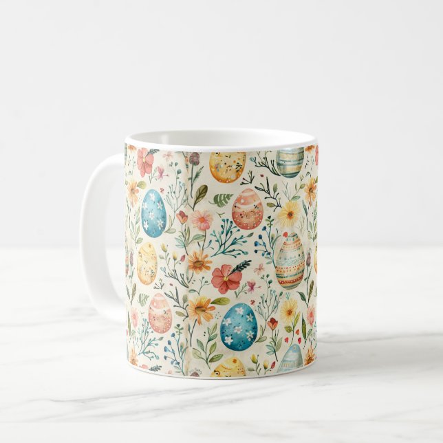 Caneca De Café Flores de Primavera Páscoa 2 (Frente Esquerda)