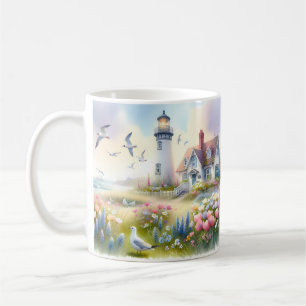 Caneca De Café Flores de Primavera pela Casa de Praia ao Farol