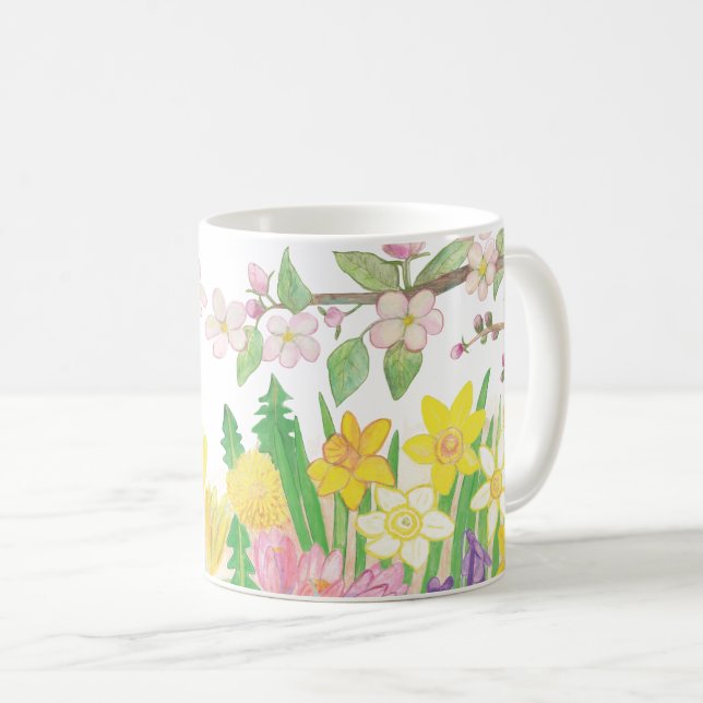 Caneca De Café Flores de primavera que Radiam o Convite à Alegria (Frente Esquerda)