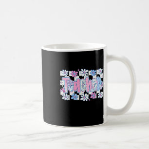 Caneca De Café Flores de Professora Groovy Retro Fofa de Volta às