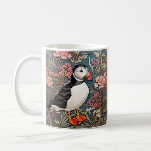 Caneca De Café Flores De Puffin E De Thrift Marítimo William Morr