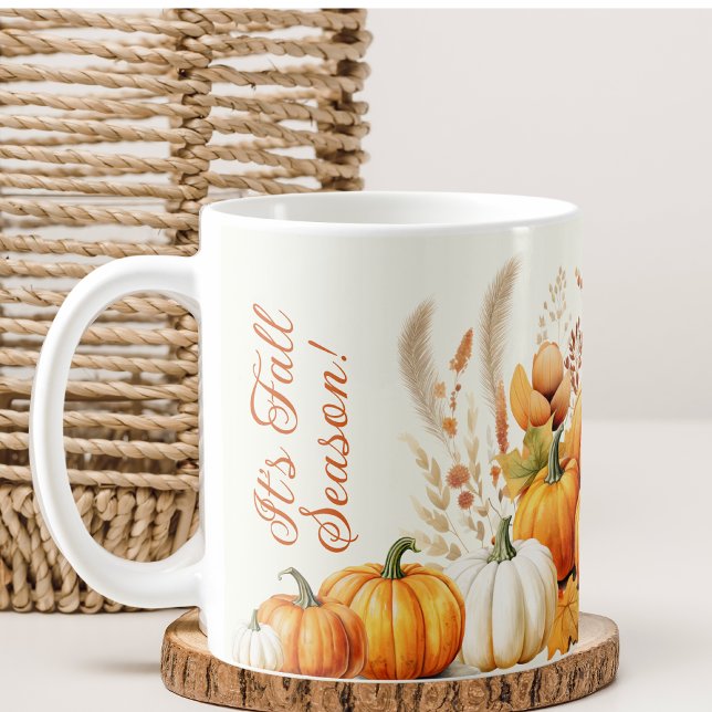 Caneca De Café Flores de Queda White Pumpkin Janto de Ação de Gra (Criador carregado)