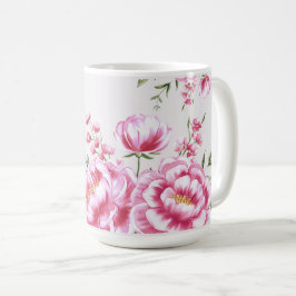 Caneca De Café Flores de Rosa Design Moderno