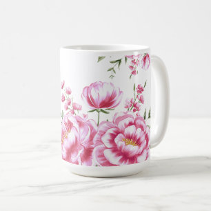 Caneca De Café Flores de Rosa Design Moderno