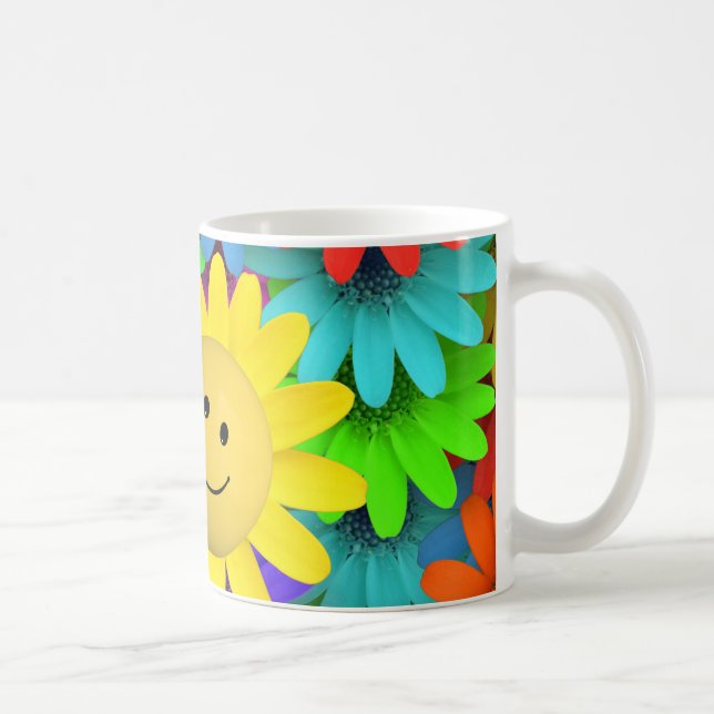 Caneca De Café Flores de Rosto Feliz e Bonitas (Direita)