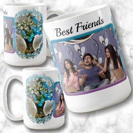 Caneca De Café Flores de Seda Azul 2190