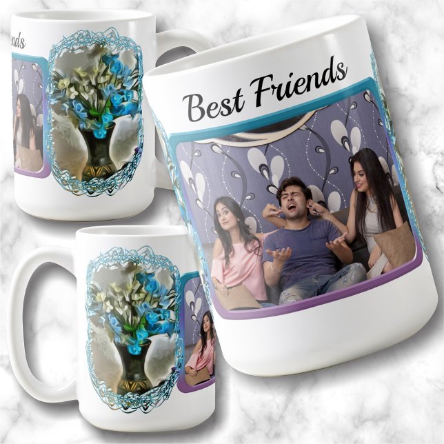 Caneca De Café Flores de Seda Azul 2190 (Criador carregado)