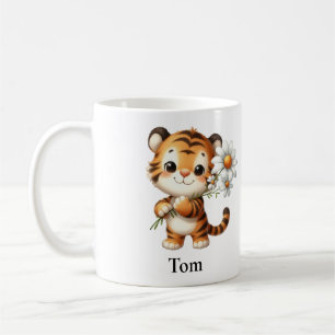 Caneca De Café Flores de Tigre de Sorriso Personalizadas